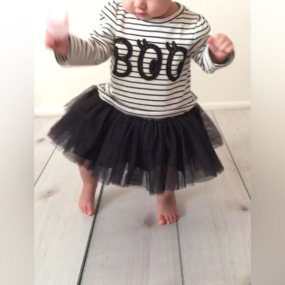 Gap Baby BOO Stripe Tulle Costume Halloween Spooky Dress Size 6-12 Months - Picture 7 of 7